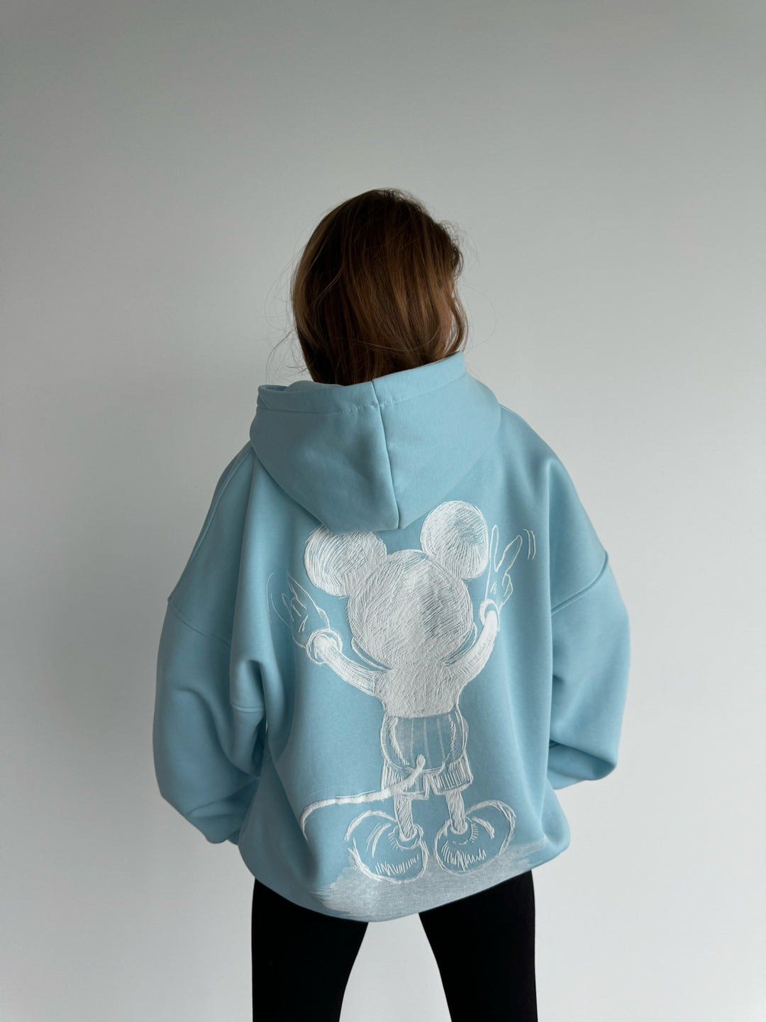 Oversize Mouse Hoodie - Babyblue and White