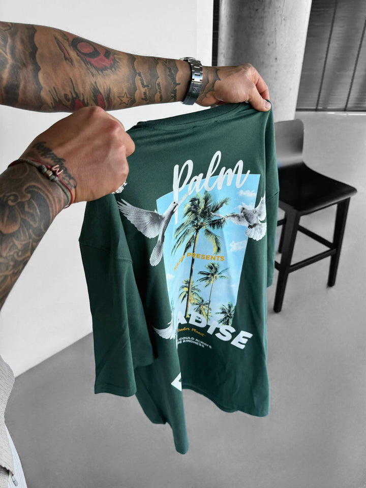 Oversize Palm Paradise T-shirt - Petrol