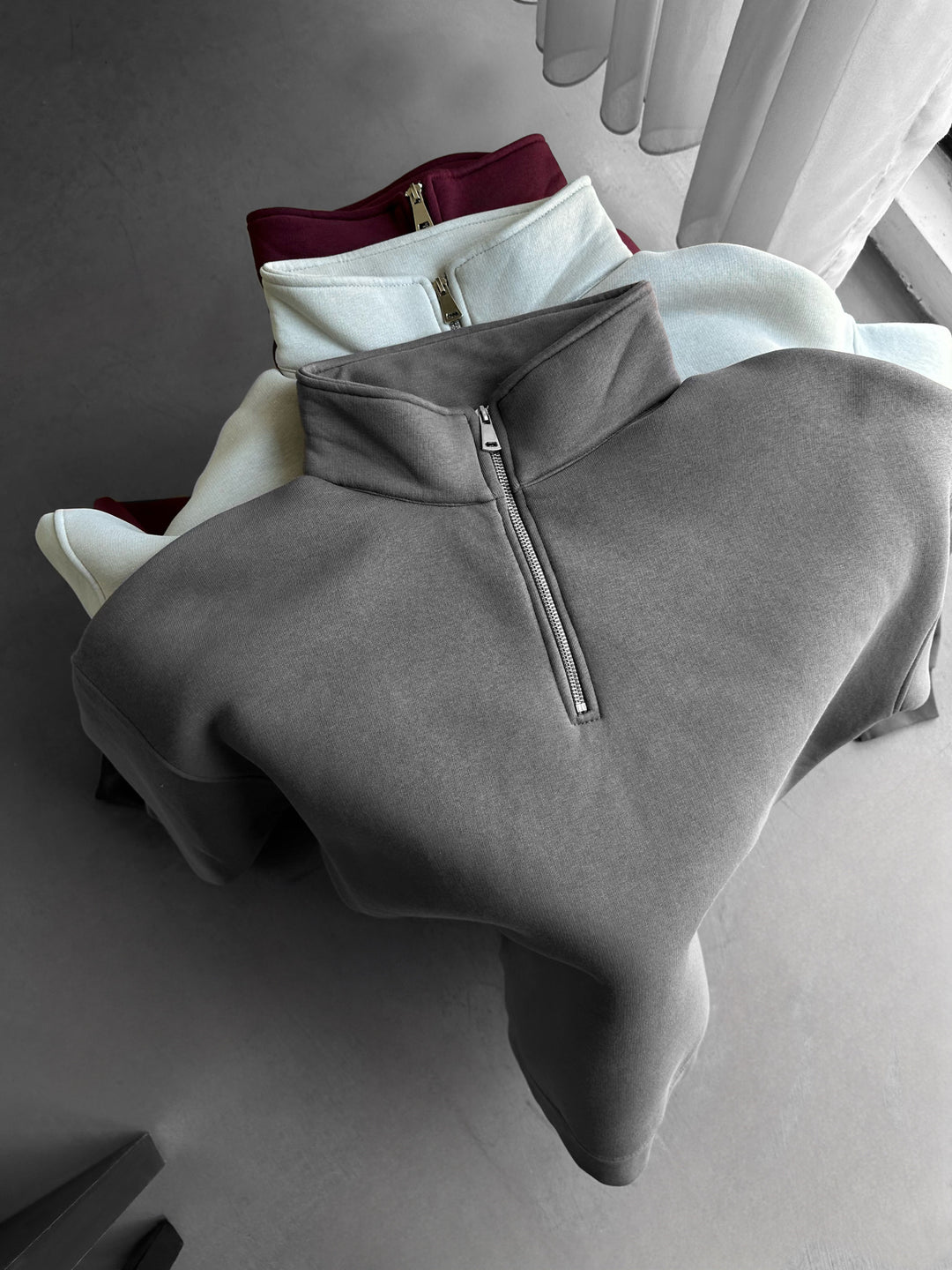 Oversize Half-Zip Polo Sweatshirt - Anthracite