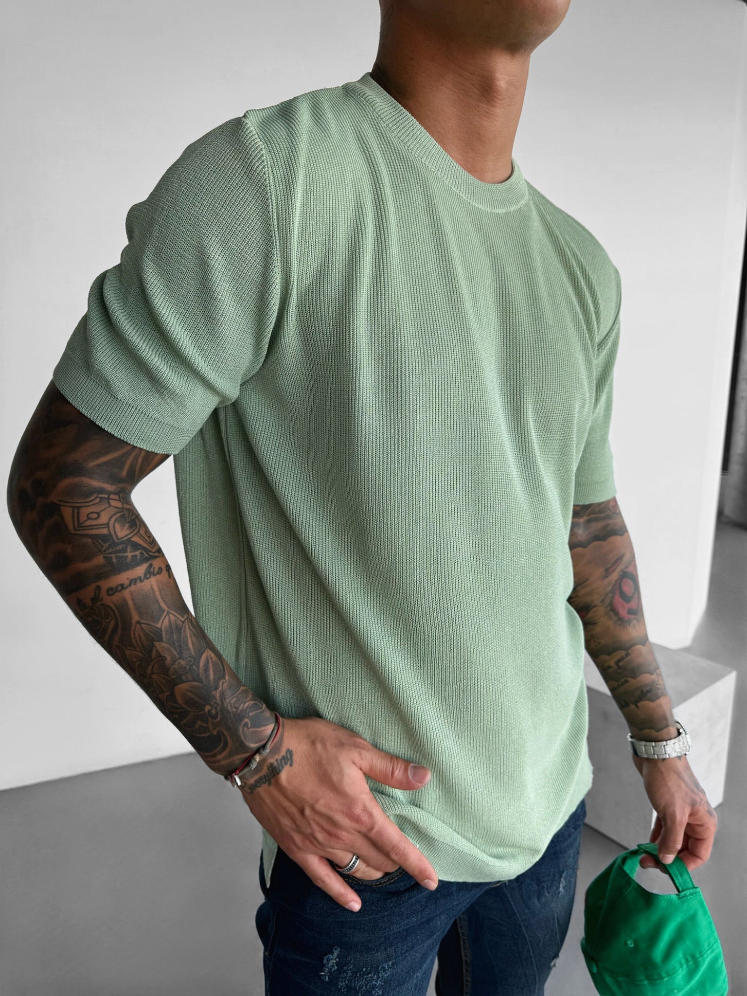 Oversize Knit T-Shirt - Green – Kleidermafia