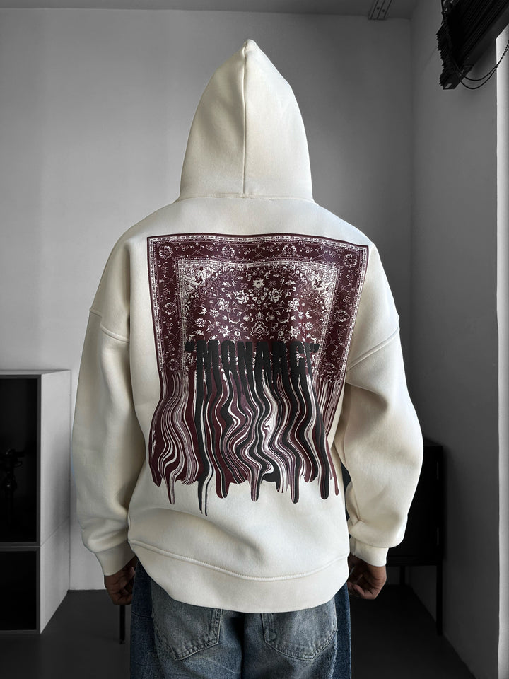 Oversize Monarch Hoodie - Beige and Bordeaux