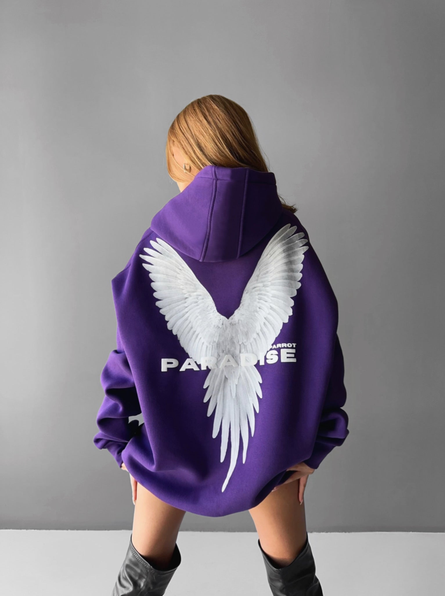 Oversize Parrot Hoodie Lila