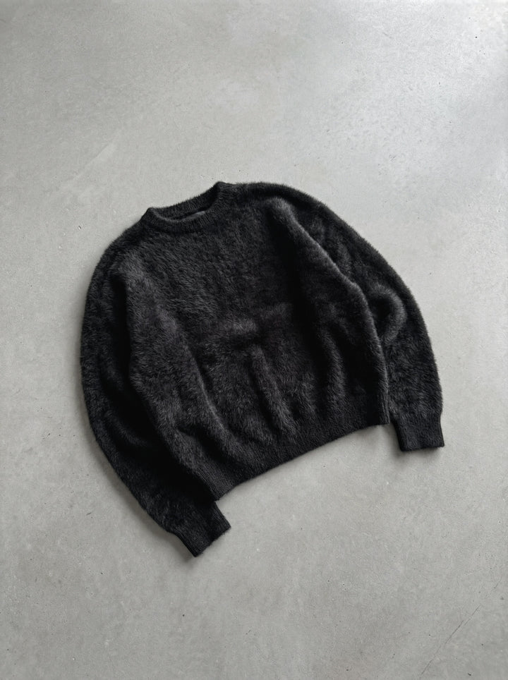 Oversize Hairy Rope Sweater - Black