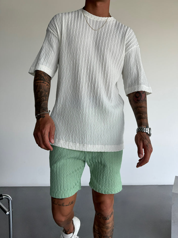 Loose Fit Structured Shorts - Quiet Green