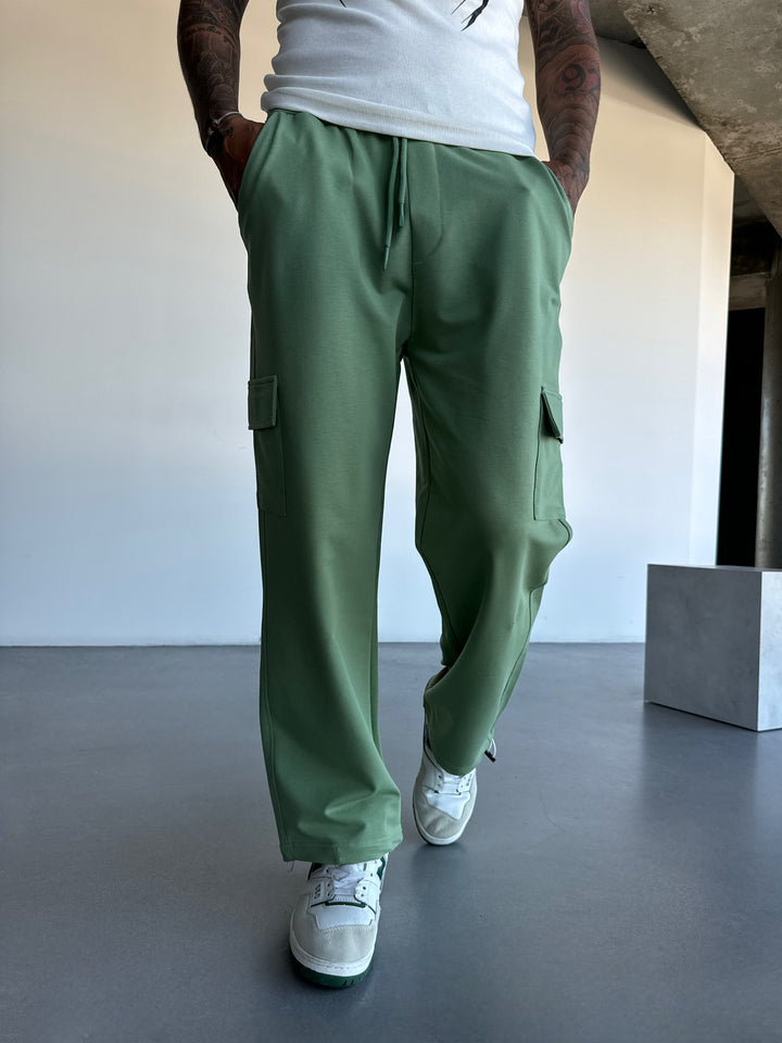 Loose Fit Pocket Trousers - Grass