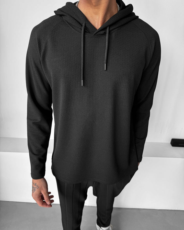 Loose Fit Thin Hoodie - Black
