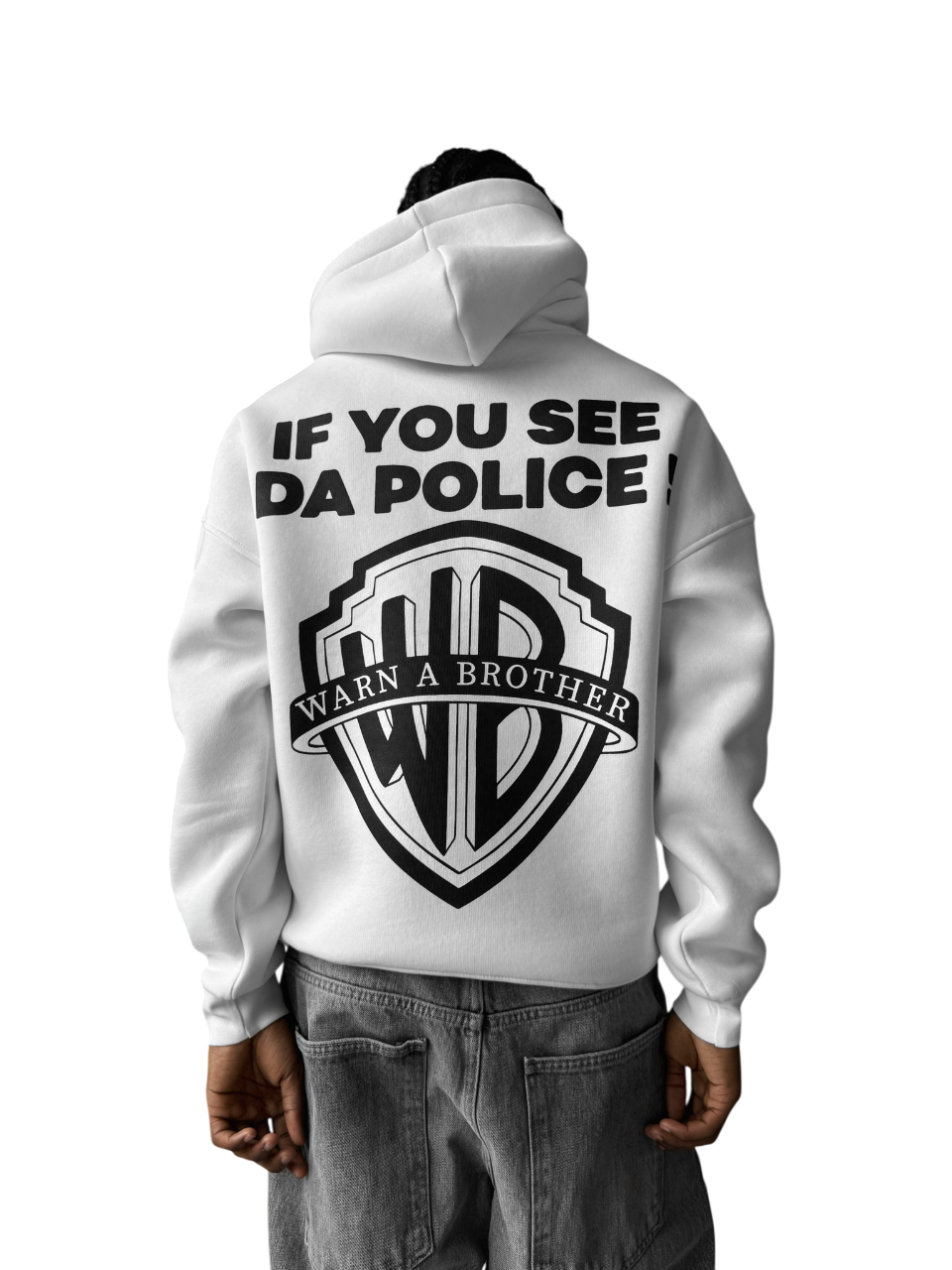 Oversize Warn a Brother Hoodie - White