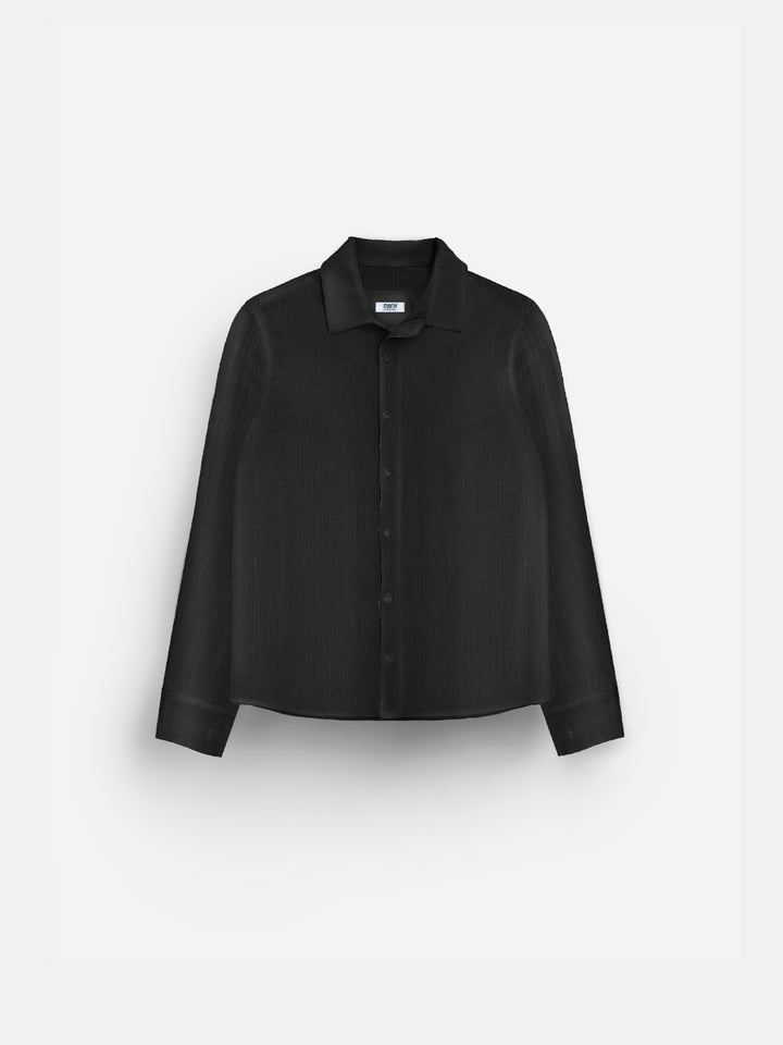 Regular Fit Pleated Shirt - Black