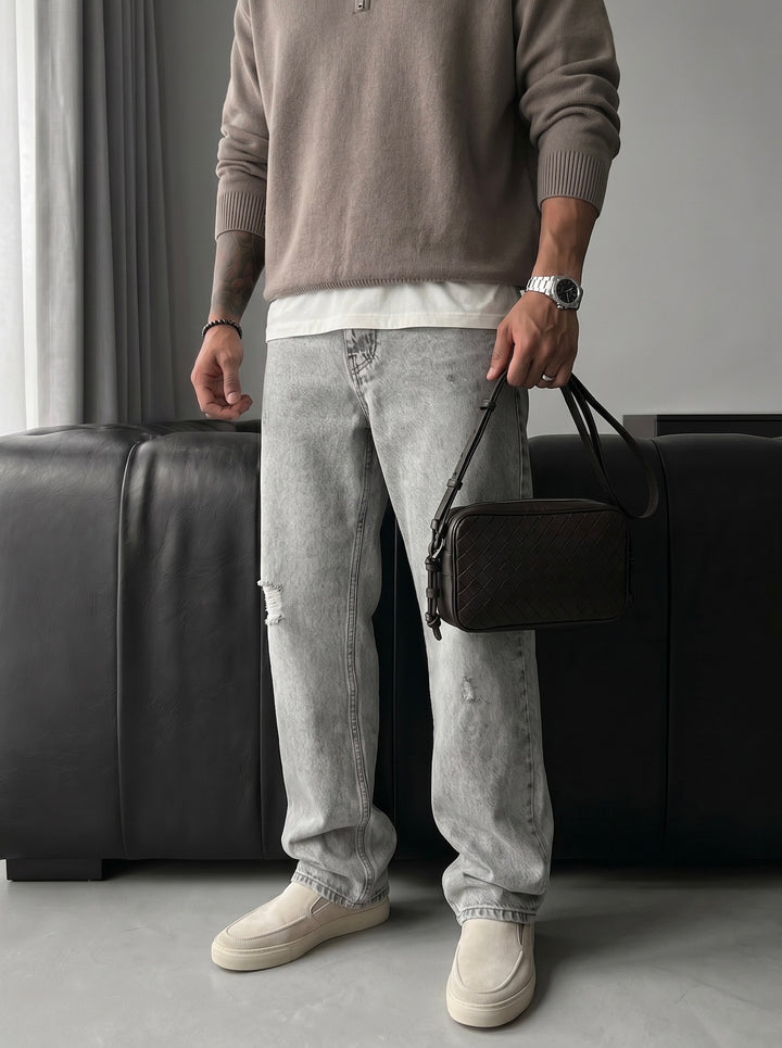 Baggy Torn Jeans - Grey