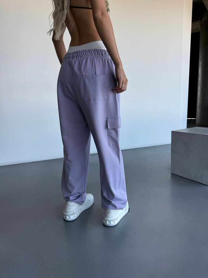 Loose Fit Pocket Trousers - Lila