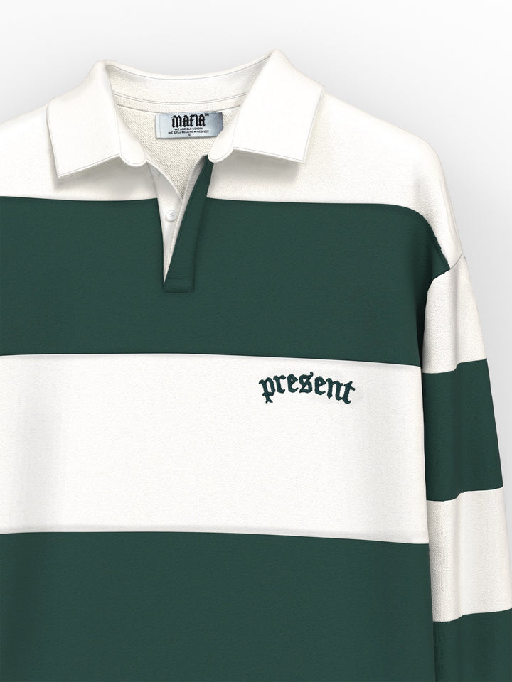 Oversize Collar Strip Sweater - Green