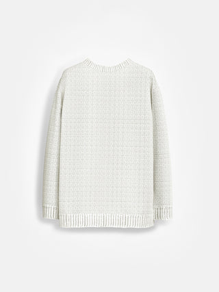 Oversize Grid Knit Sweater - Ecru
