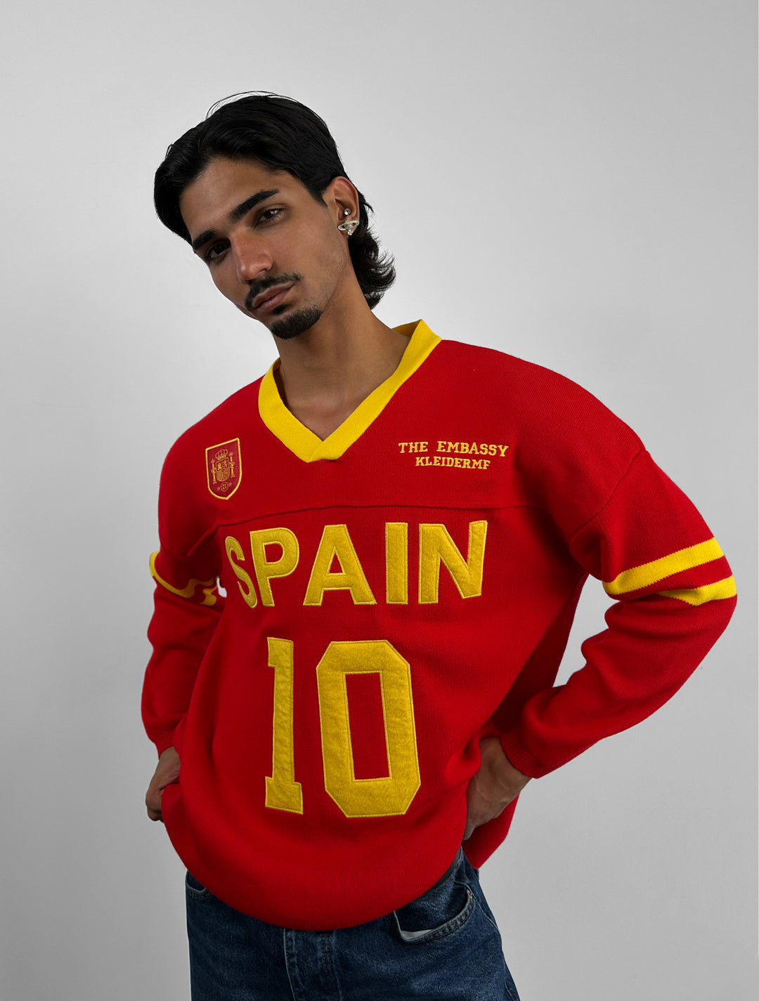 Oversize Spain Knit Sweatshirt - Red