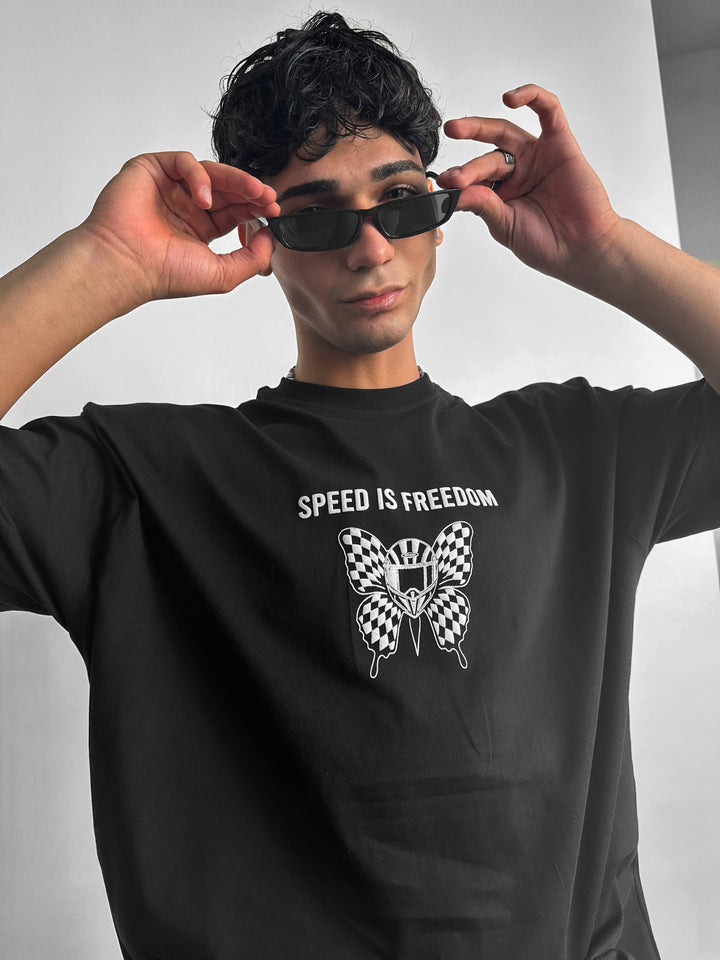 Oversize Butterfly Helmet T-shirt - Black