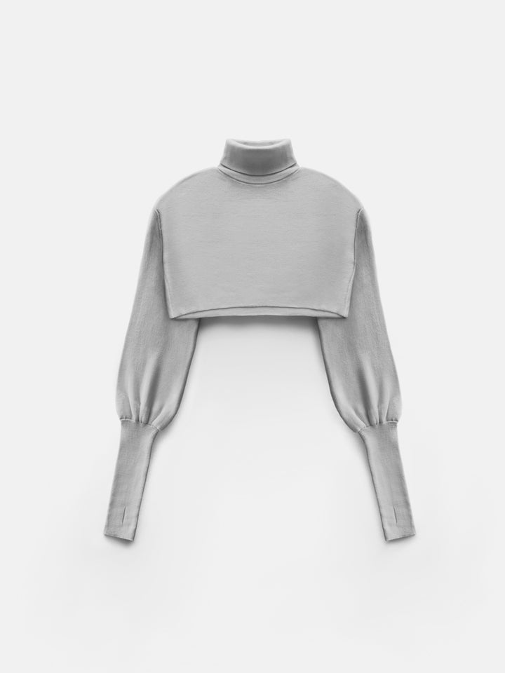 Crop Collar Sweater - Grey