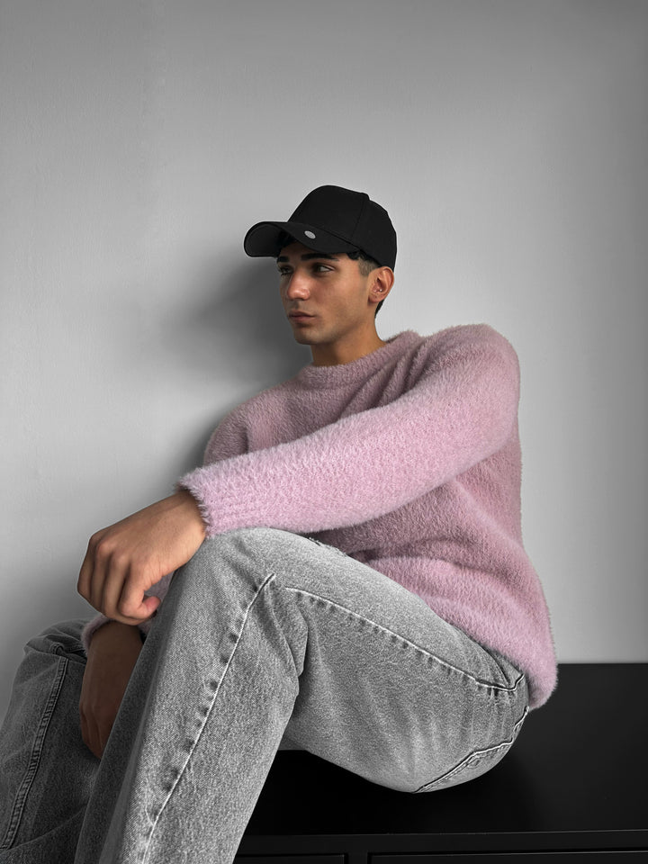 Oversize Hairy Rope Sweater - Lilac Whisper