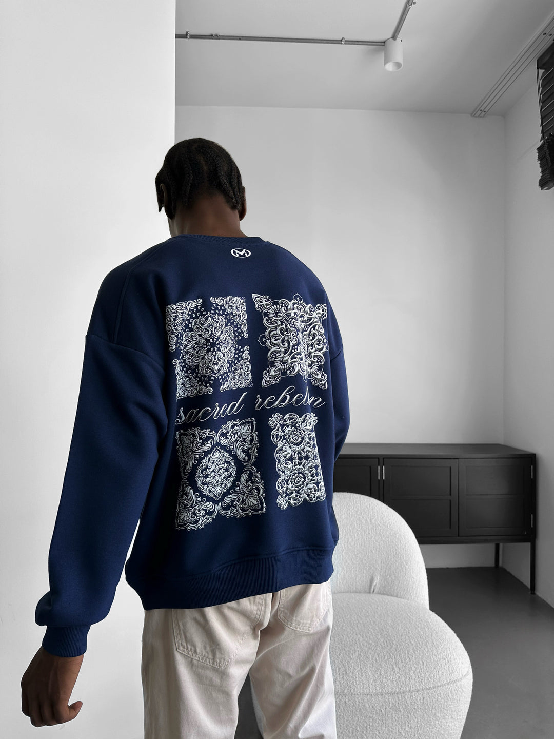 Oversize Sacred Rebellion Sweater - Navy Blue