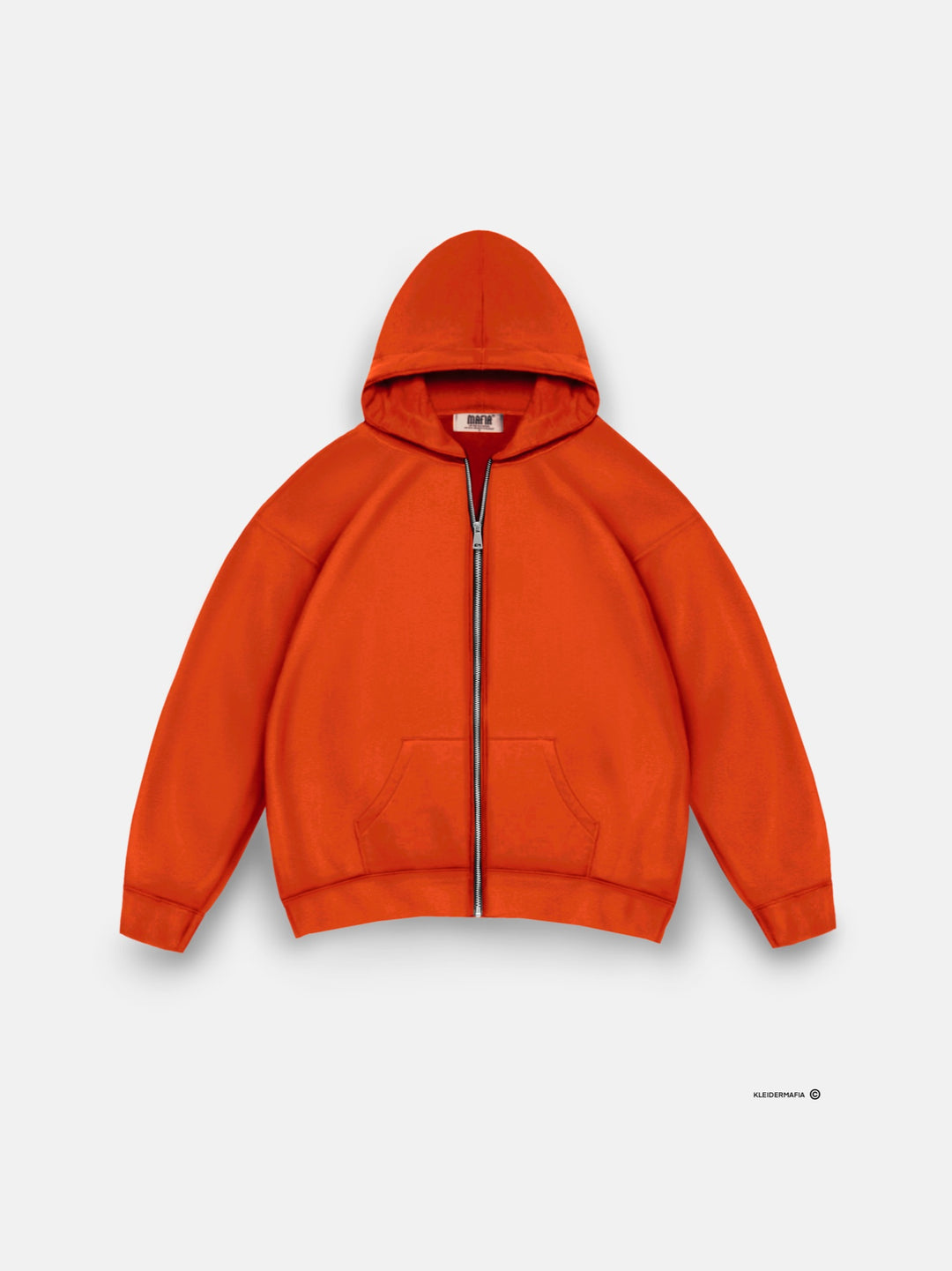 Oversize Basic Zipper Hoodie - Orange