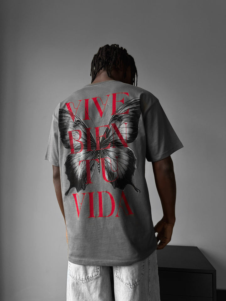 Oversize "Vive Bien Tu Vida" T-Shirt - Anthracite