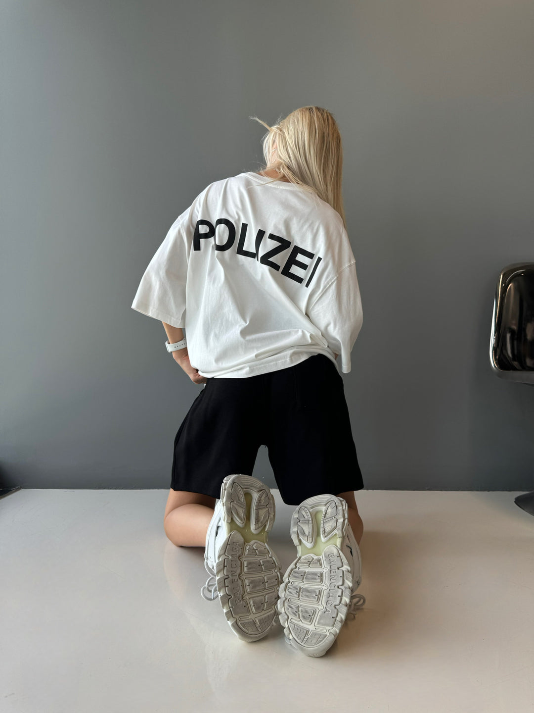 Oversize Polizei T-shirt - Ecru