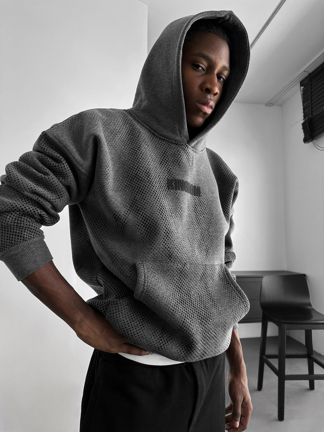 Oversize Kingdom Hoodie - Anthracite Melange and Black