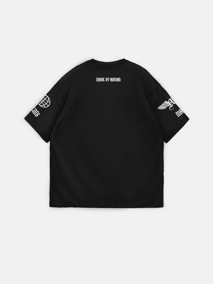 Oversize 'Made by Human' T-shirt - Black
