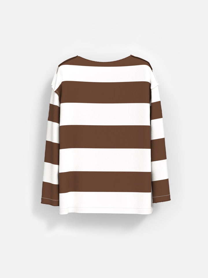 Oversize Strip Sweater - Brown