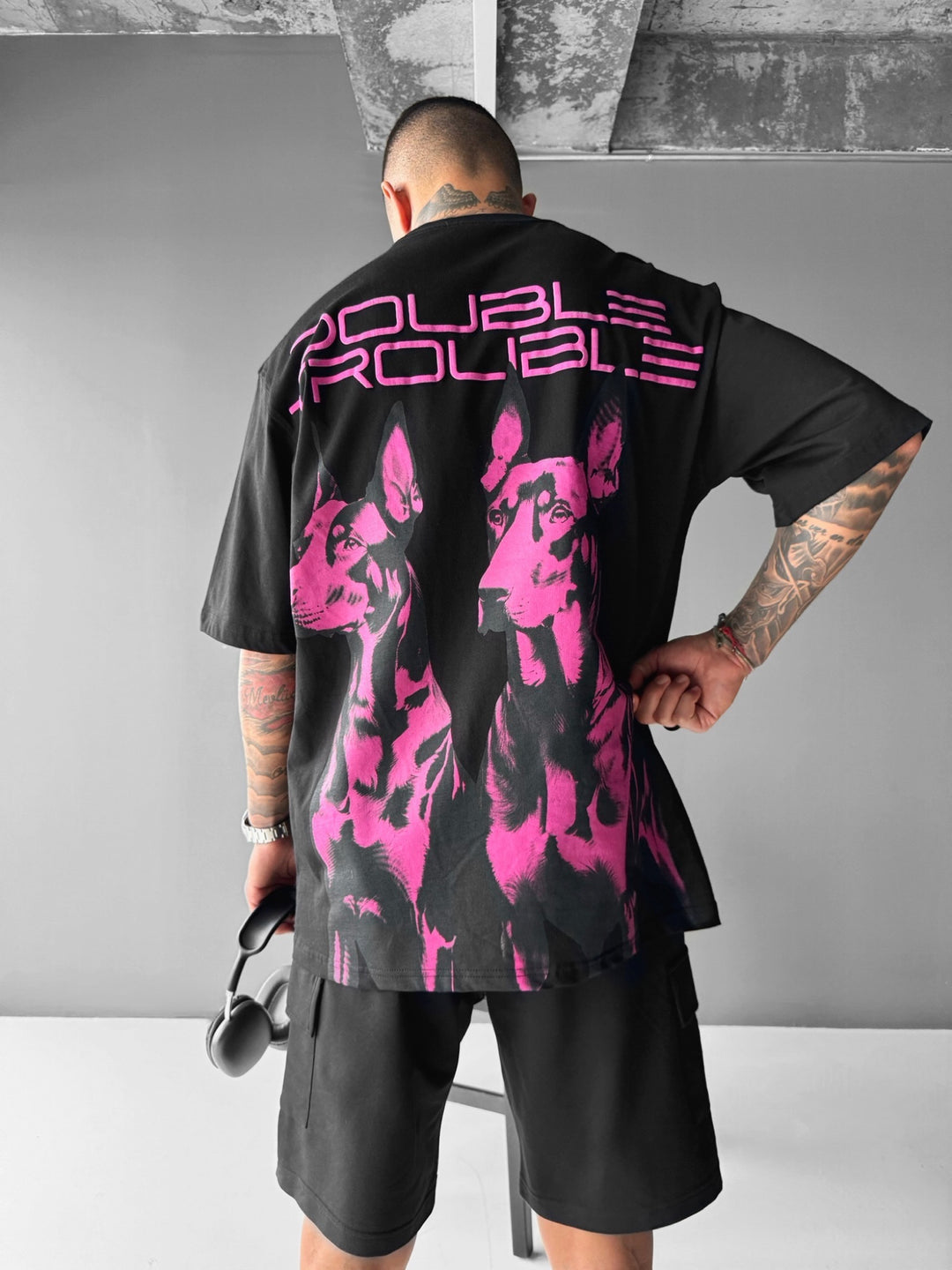 Oversize Double Trouble T-shirt - Black