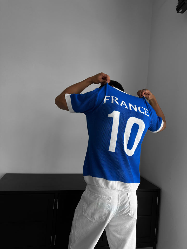 Oversize France Knit T-shirt - Sax