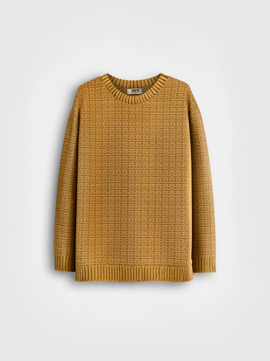 Oversize Grid Knit Sweater - Mustard