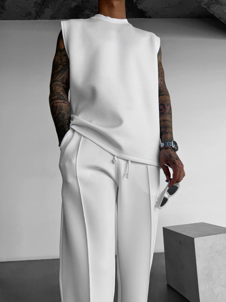 Loose Fit Diver Fabric Trousers - White