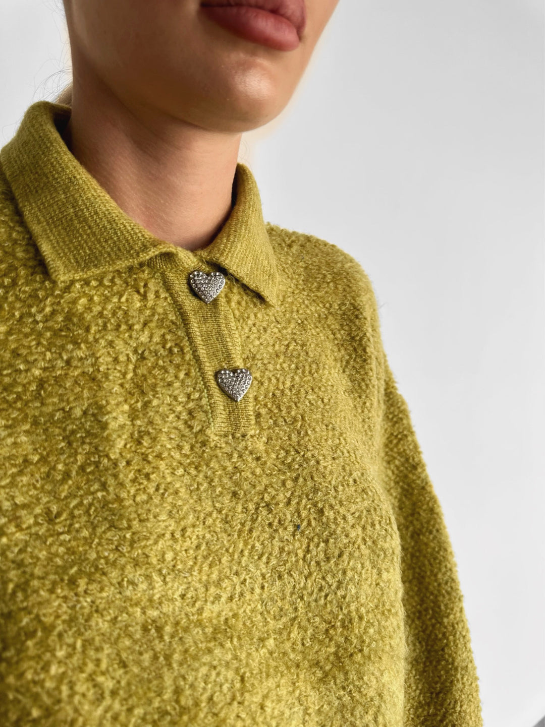 Textured Collar Sweater - Green