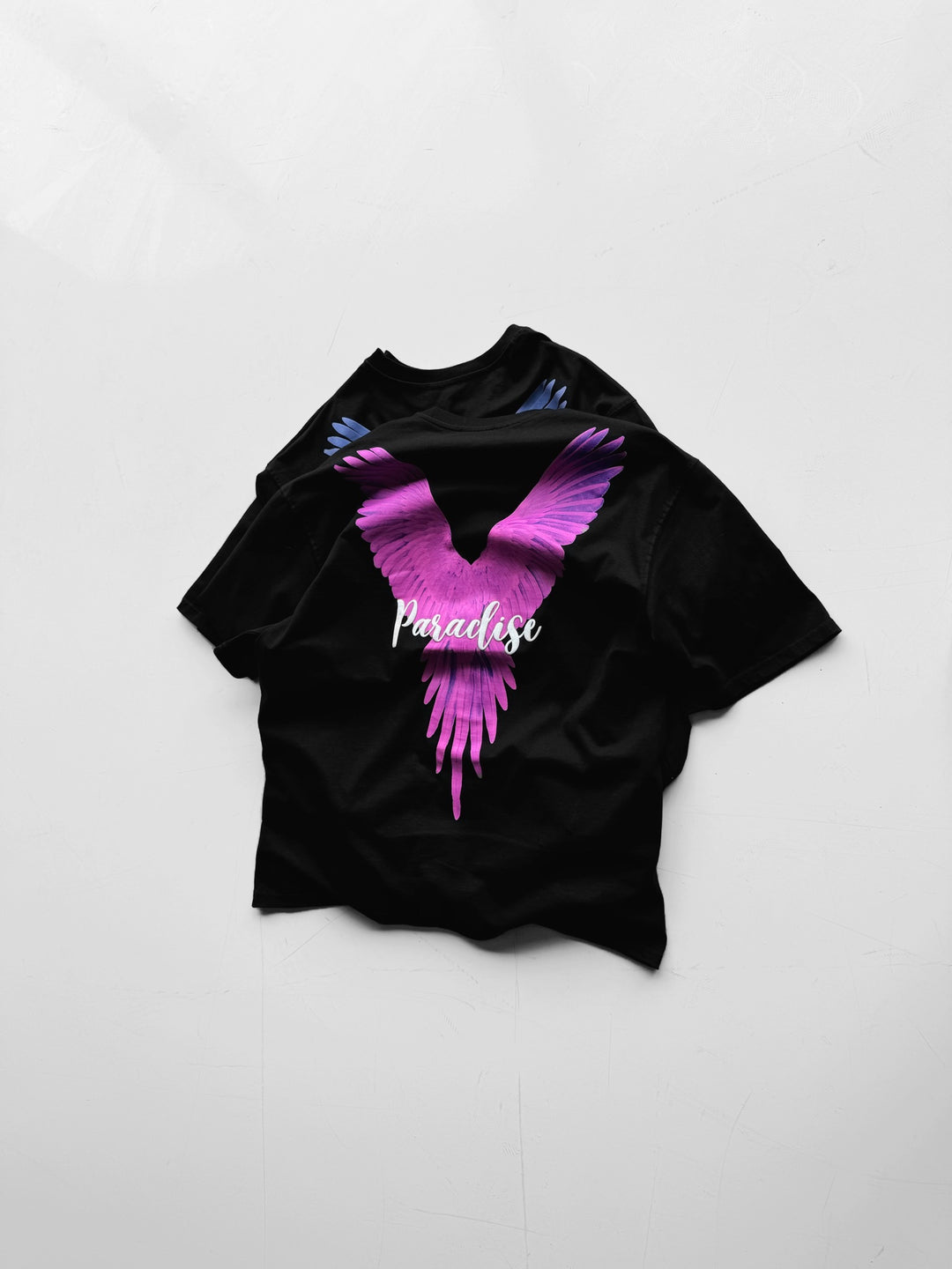 Oversize Parrot Paradise T-shirt - Black and Pink