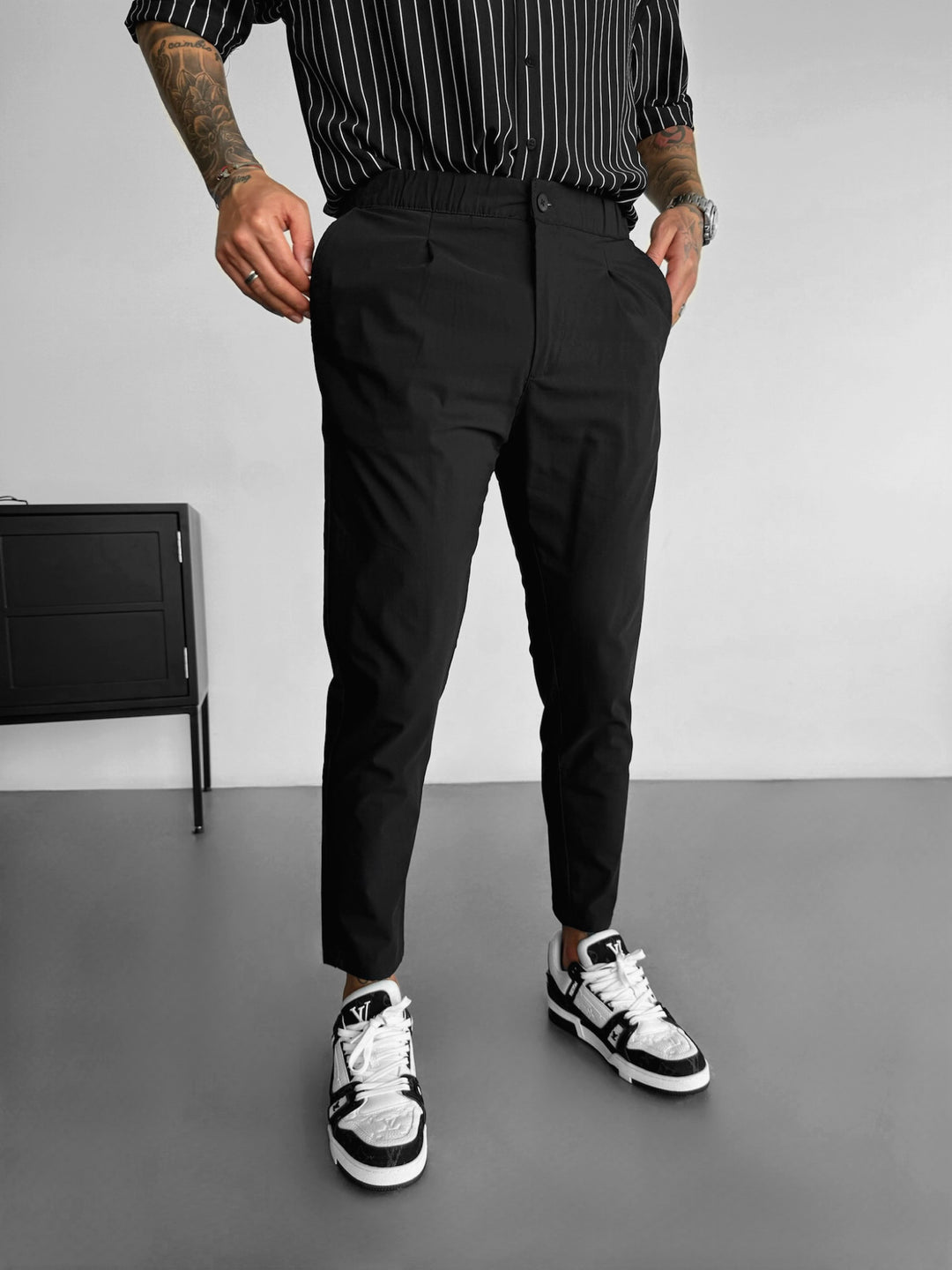 Slim Fit Chino Trousers - Black