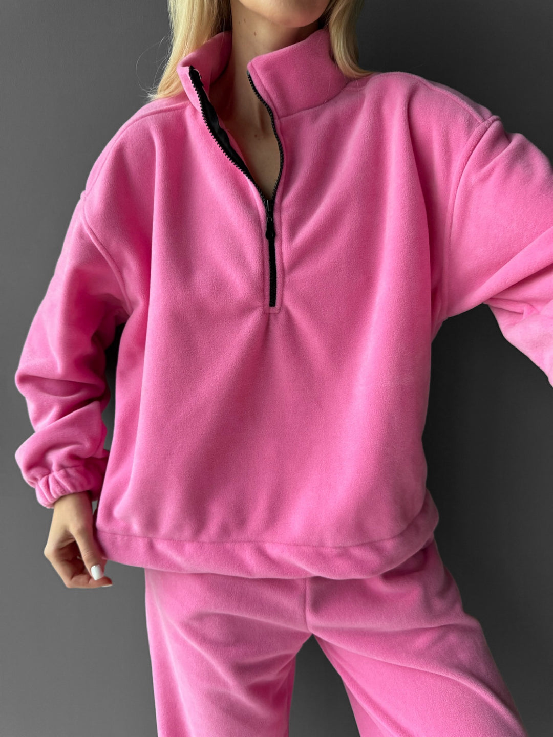 Fleece Sweatshirt with Zip - Bubblegum