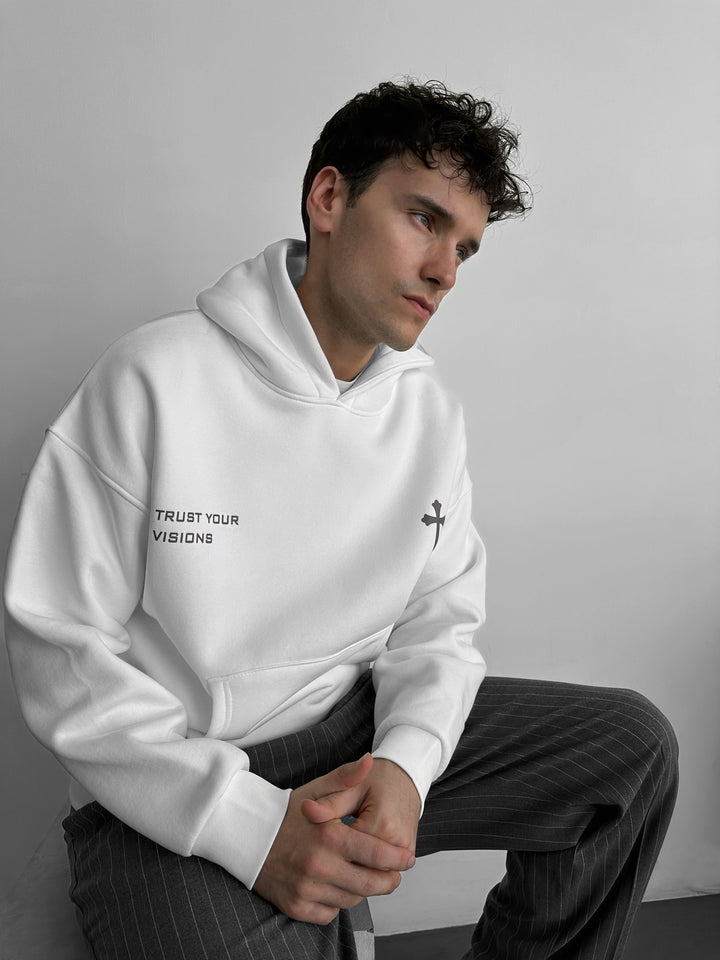 Oversize Cross Hoodie - White