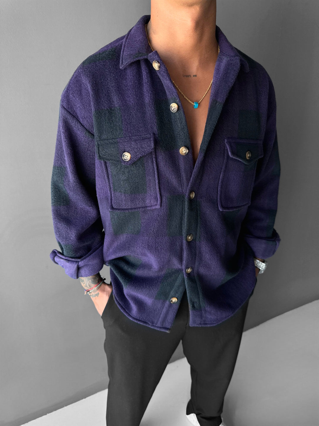 Regular Fit Pocket Fleece Shirt - Acai