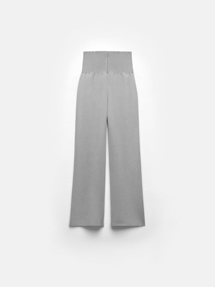 Wide Leg Knit Trousers - Grey