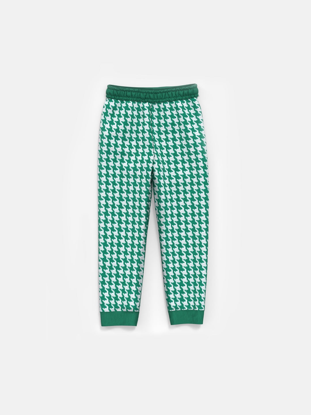 Loose Fit Houndstooth Jogger - Green