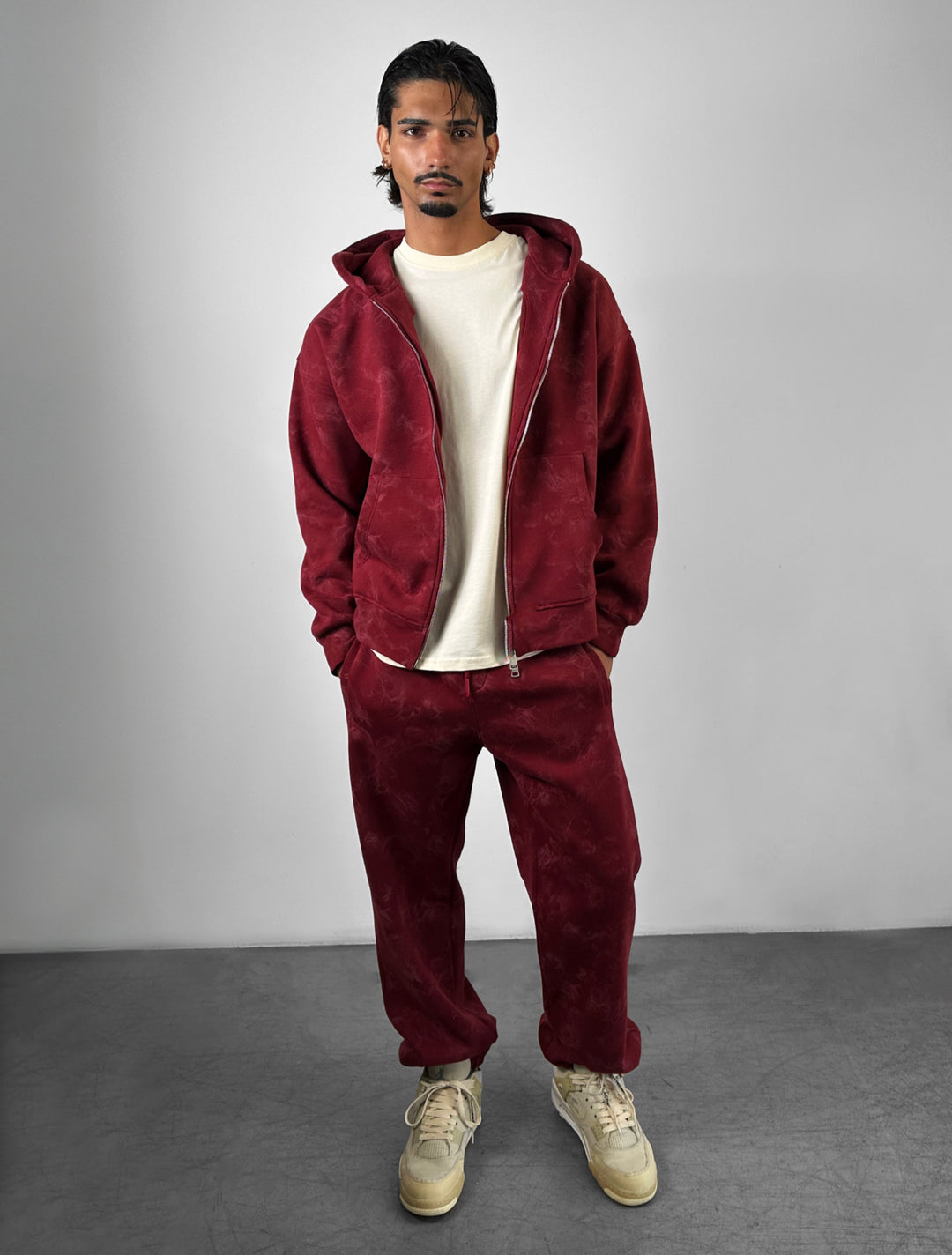 Oversize Double Zip Hoodie - Bordeaux