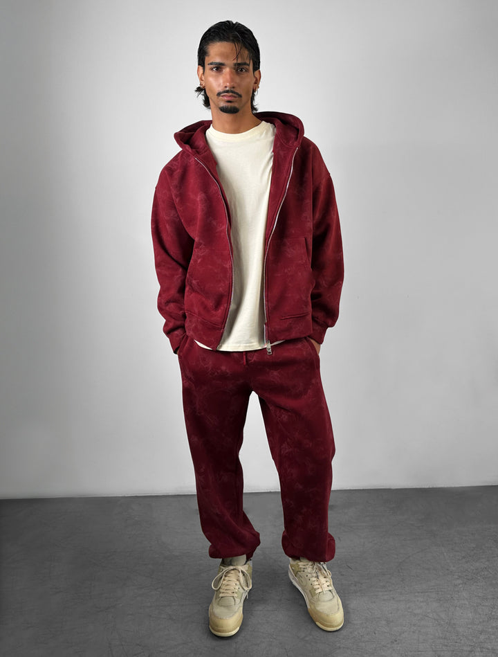Oversize Double Zip Hoodie - Bordeaux