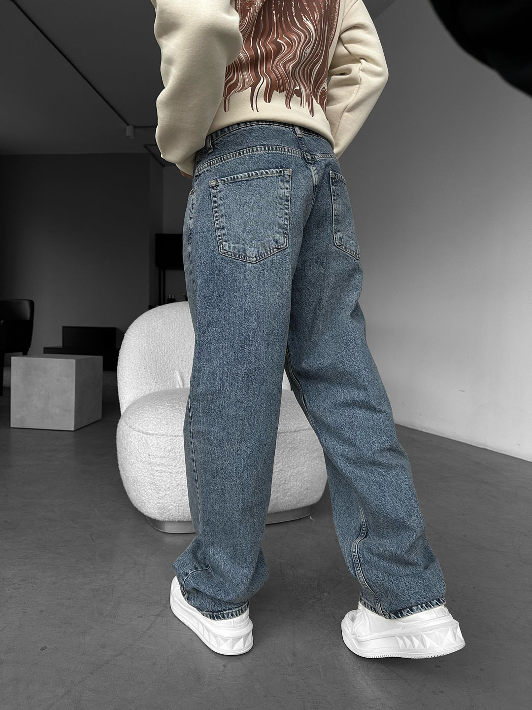 Relax Baggy Front Line Fit Jeans - Blue