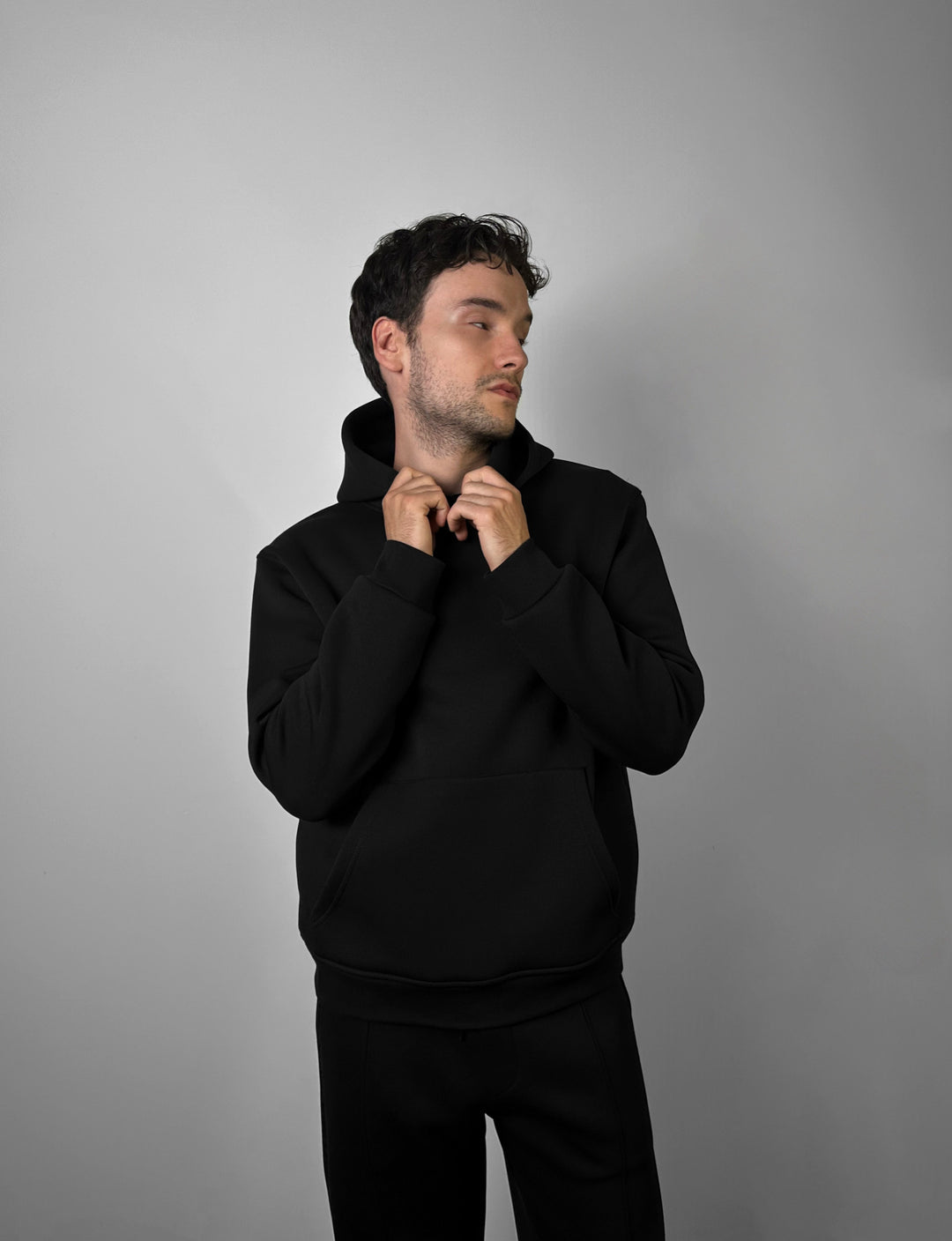 Loose Fit Basic Hoodie - Black