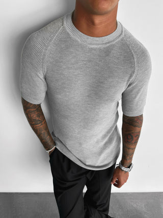 Slim Fit Knit Tee - Grey
