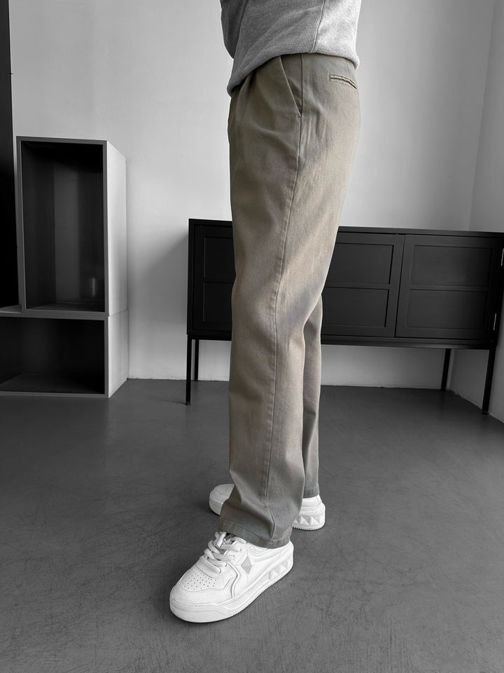 Loose Fit Casual Trousers - Khaki