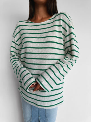 Oversize Strip Knit Sweater - Green