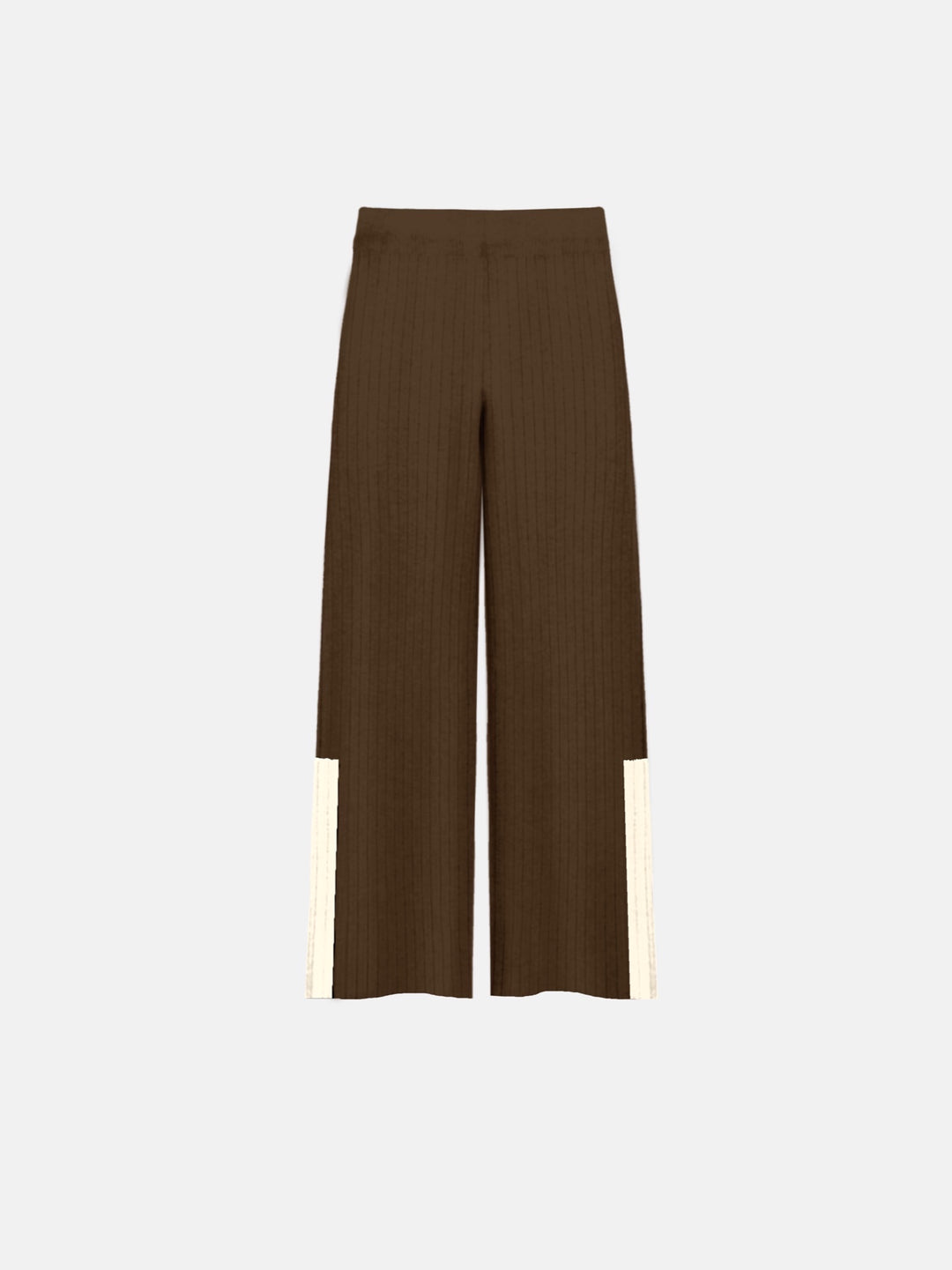 Wide Leg Details Knit Trousers - Brown