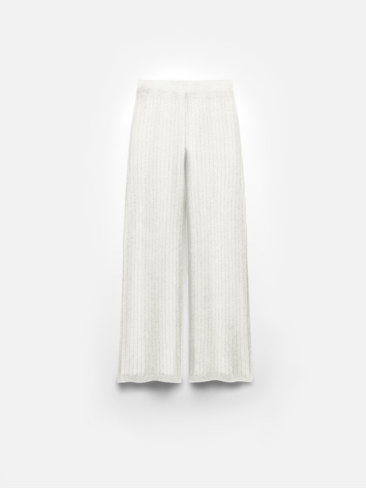 Wide Leg Knit Trousers - White