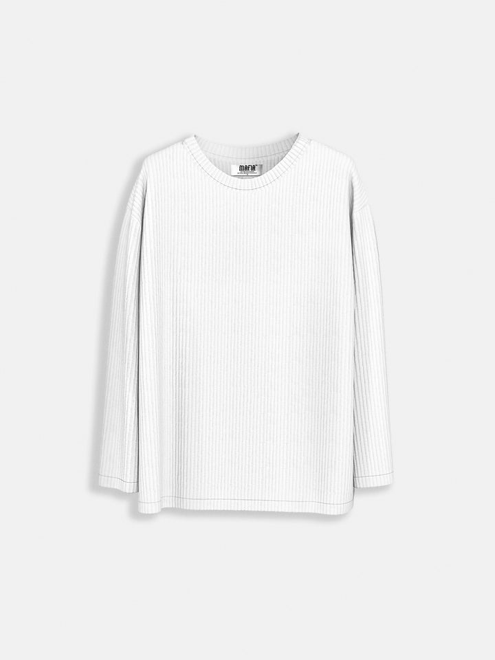 Oversize Cord Sweater - White