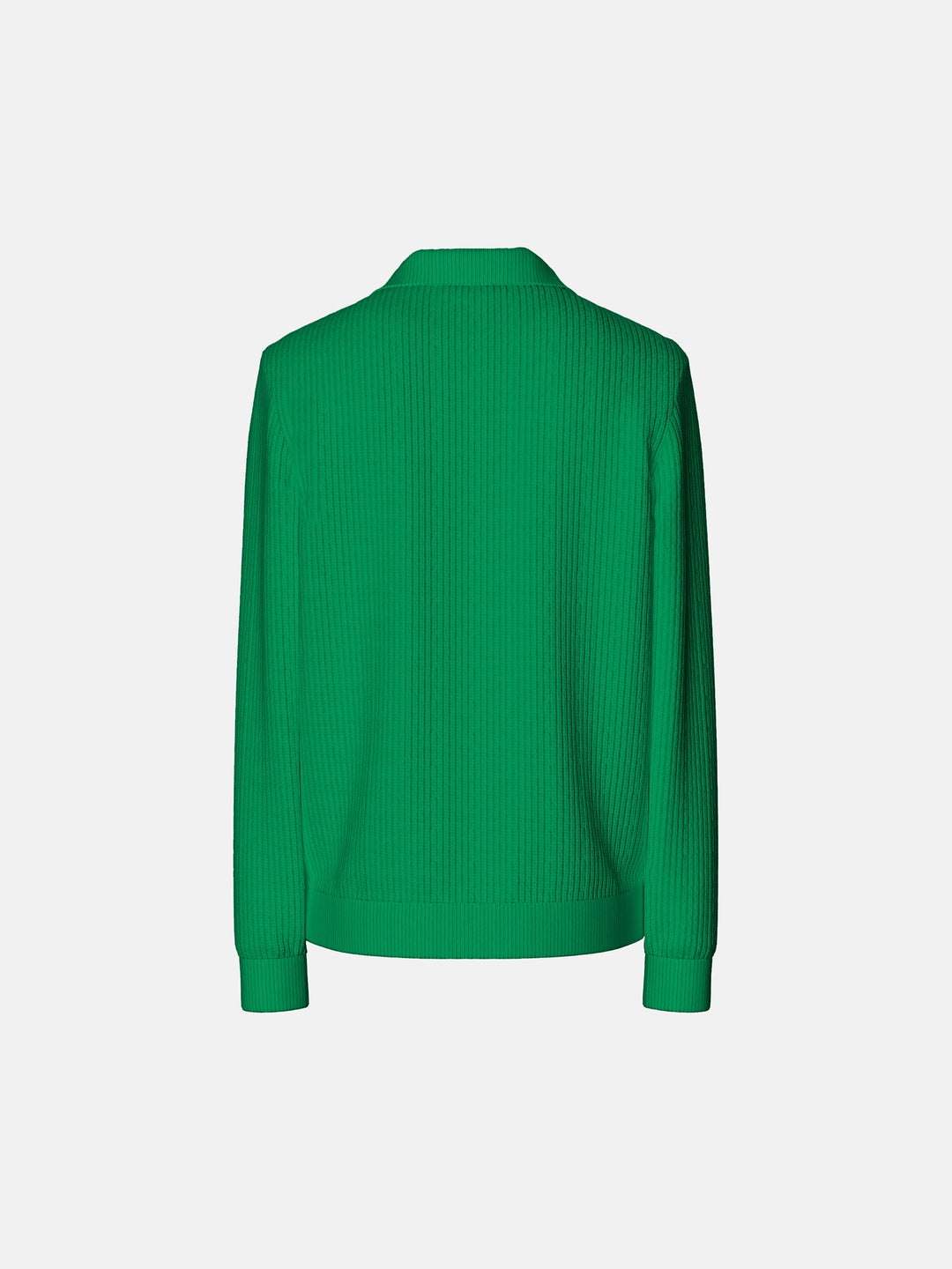 Oversize Collar Zipper Knit Sweater - Forest Green